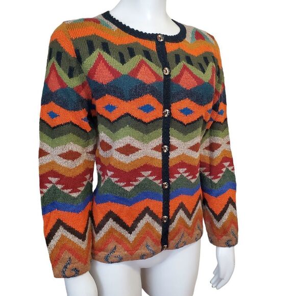 Tey-Art Sweaters - New Tey-Art ALPACA Blend Aztec Southwestern Sweater Cardigan Tabask Size S #3
